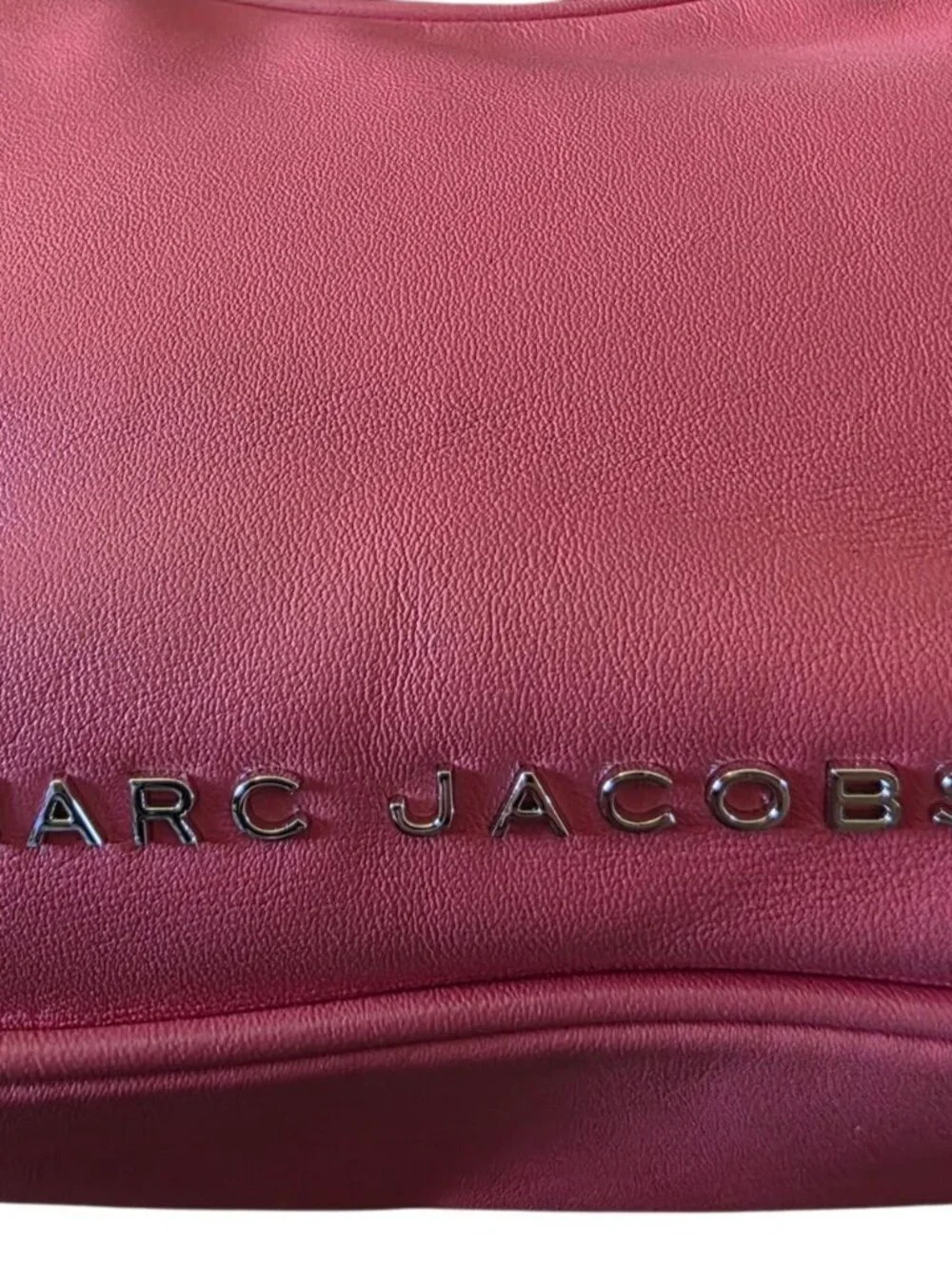 Marc Jacobs Tempo Baguette Shoulder Bag Pink Lemonade Leather Purse Silver